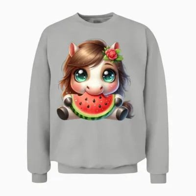 Horse Eating Watermelon Unisex Sweatshirt - Ash
