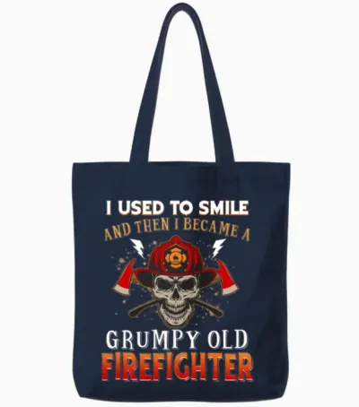 I Becamem a Grumpy Old Firefighter Tote Bags - Navy