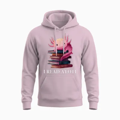 Funny Axolotl Book Lover Librarian Reading Library Readers Unisex Hoodie - Light Pink