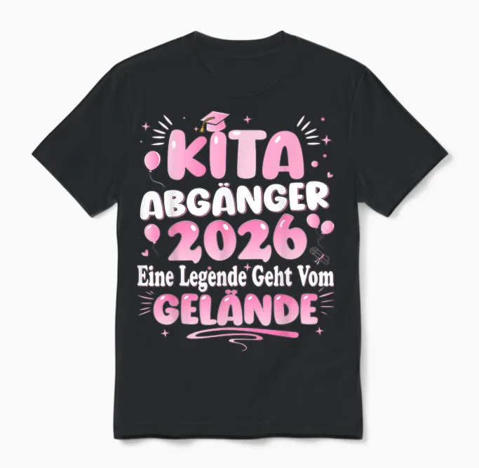 Kita Abgänger 2026 Schulkind Einschulung Mädchen Unisex T-Shirt in Black