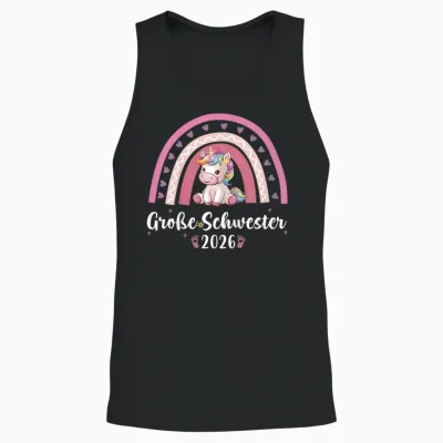 Children's T-Shirt with German Text "ich Werde Große Schwester 2026" [german Language], Black, S Unisex Tank Top - Black