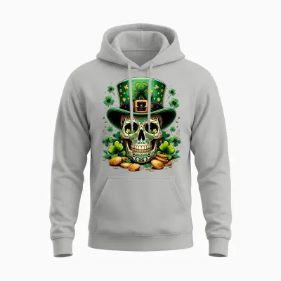 Goblin Skull St Patricks Day Shenanigans Saint Patrick T-Shirt, Black, S Unisex Hoodie - Ash