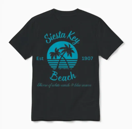 Siesta Key Beach, Florida Est 1907 Teal Unisex T-Shirt in Black