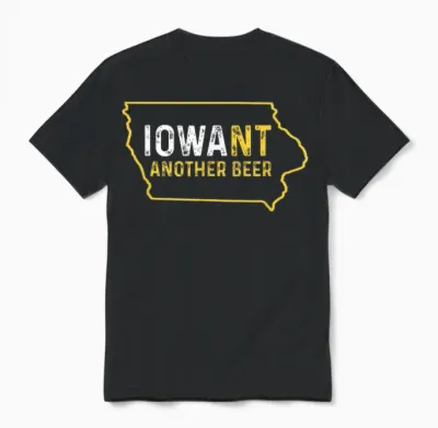 Funny Iowa Beer Distressed Iowa State Map Unisex T-Shirt - Black