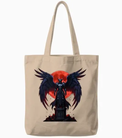 Crimson Moon Dark Angel Knight Tote Bags - Natural