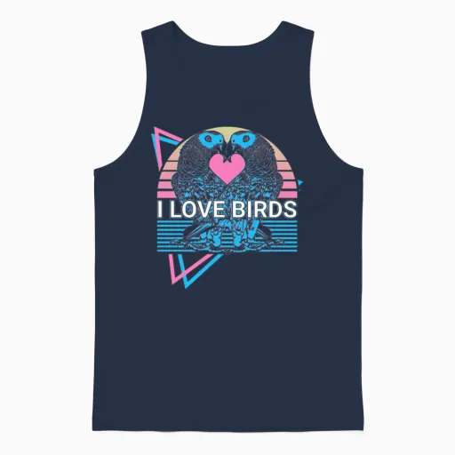 Cockatiel Parrot Retro Unisex Tank Top - Navy