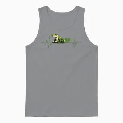 Crocodile Alligator Crocodiles Heartbeat T-Shirt, Black, S Unisex Tank Top - Sport Grey
