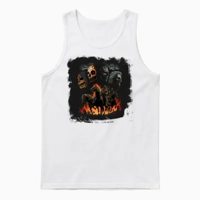 Horsemen of the Apocalypse Skulls Unisex Tank Top - White