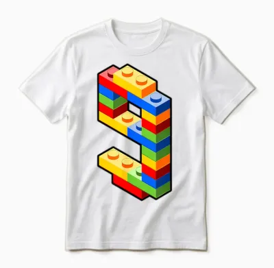 Bausteine 9. Geburtstag Outfit - Blockbaustein Unisex T-Shirt - White