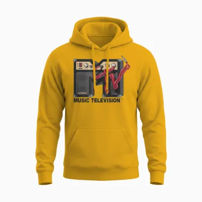 Mtv Amp Speaker Guitar Cable Amplifier Stereo Sound Mtv Unisex Hoodie - Gold