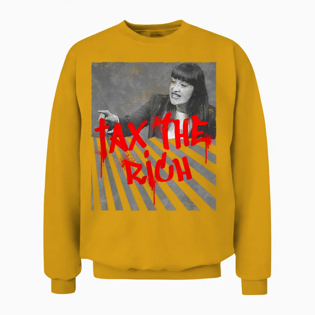 Tax the Rich! Fan Item Left Merch Heidi Reichinnek T-Shirt, Black, S Unisex Sweatshirt in Gold