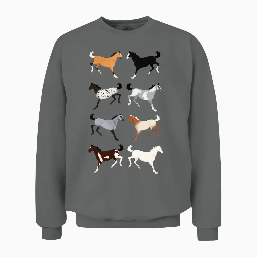 Horse Breeds Lovers Gift Unisex Sweatshirt in Graphite Heather