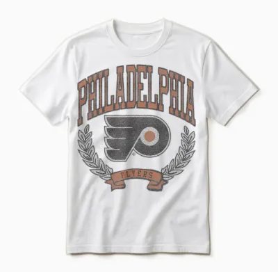 Philadelphia Flyers Vintage Victory Gray Officially Licensed Unisex T-Shirt - White