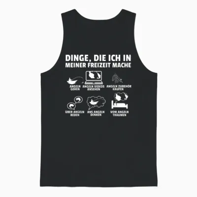 T-Shirt with German Text "dinge Die Ich in Meiner Freizeit Mache Angel" [german Langu, Black Unisex Tank Top - Black