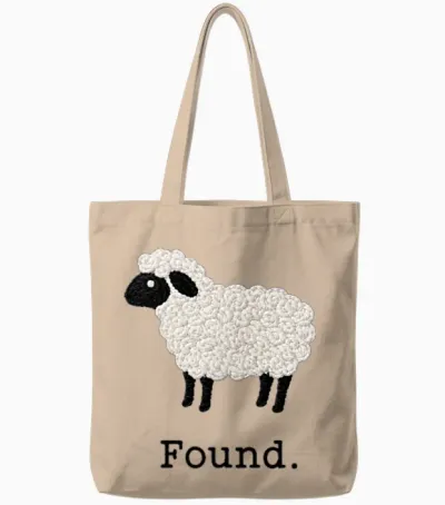 Found Sheep Psalm 23 Christian Faith Lamb Minimalist Tote Bags - Natural