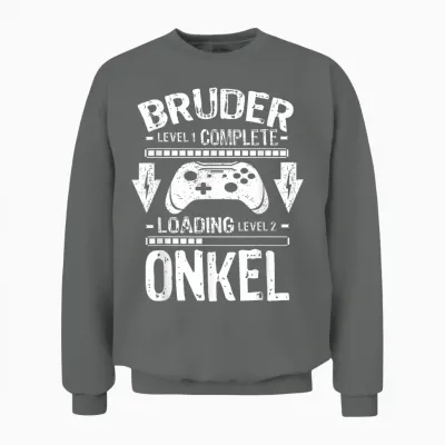 Bruder Level Complete Expecting Uncle Loading Announcement T-Shirt, Black Unisex Sweatshirt - Graphite Heather