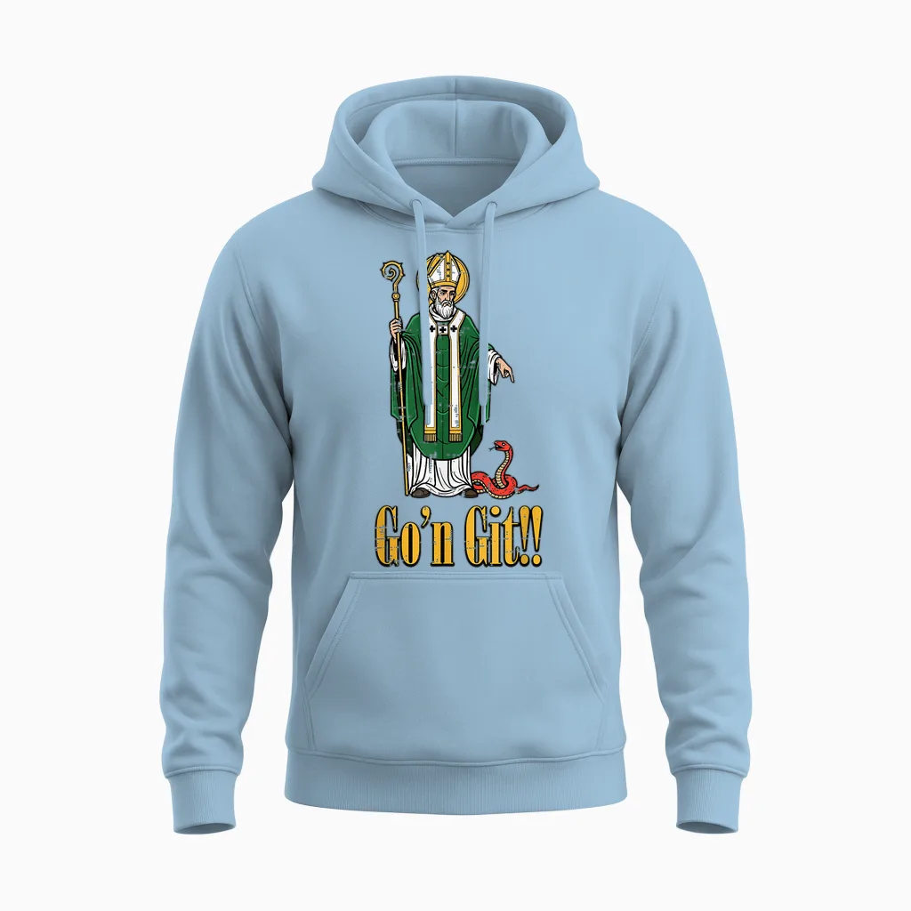 St Patrick Snake Gon Git Funny Saint Paddys Women Men Unisex Hoodie in Light Blue