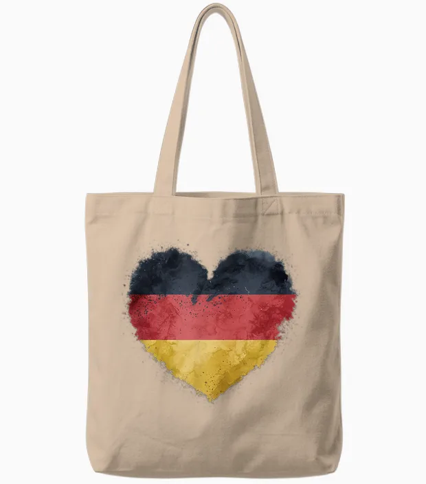 Leuchtendes Herz, Deutsche Flagge, Farben, Deutschland-Fan Tote Bags in Natural