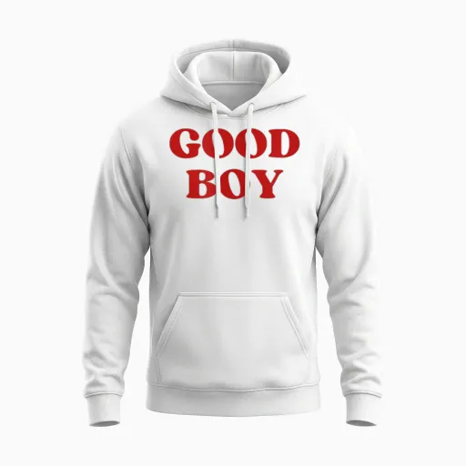 Good Boy Y2k Aesthetic 2000s Iconic Slogan T-Shirt, White, S Unisex Hoodie - White