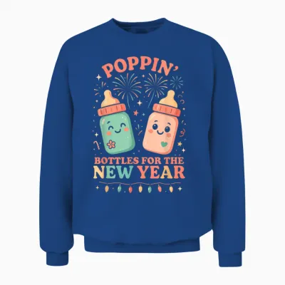 New Years Shirt, Nurse Popping Bottles for the New Year Unisex Sweatshirt - Royal