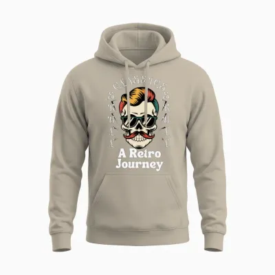 A Retro Skull Journey Unisex Hoodie - Sand