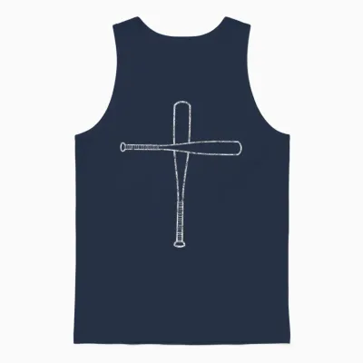 Cross Baseball Bats Christian Faith Sports Coach Pitcher Unisex Tank Top - Navy