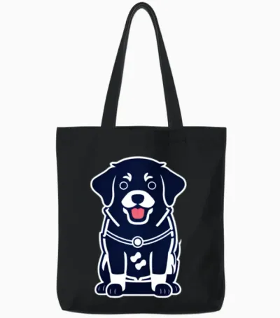 Cute Dog Tote Bags - Black