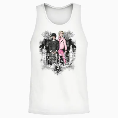 Wednesday Nevermore Academy Wednesday & Enid Unisex Tank Top - White