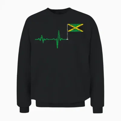 Heartbeat Jamaica Flag Gift Unisex Sweatshirt - Black