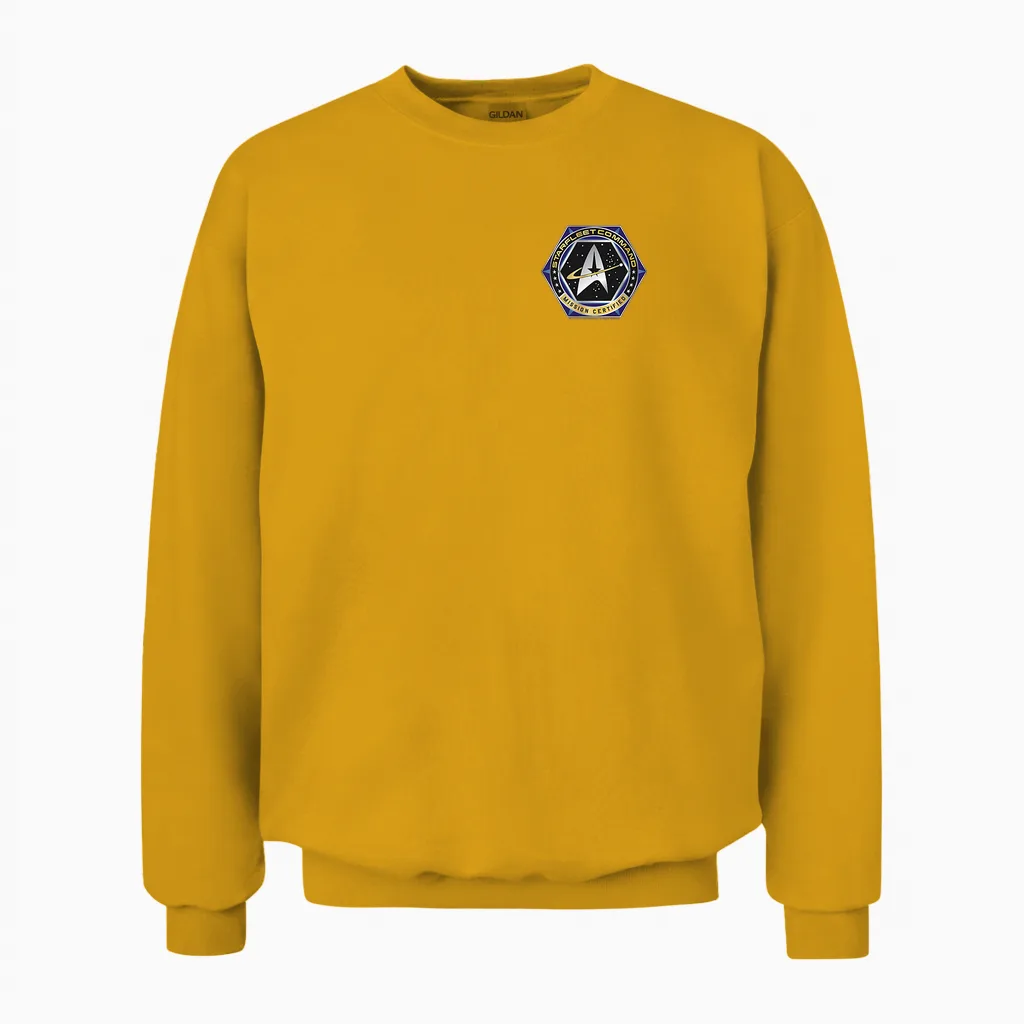 Star Trek Ds9 Starfleet Command Pocket Badge Graphic Unisex Sweatshirt in Gold