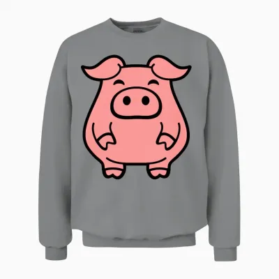 Little Cute Piggy Pig Piglet Fat Chubby Animal Unisex Sweatshirt - Sport Grey