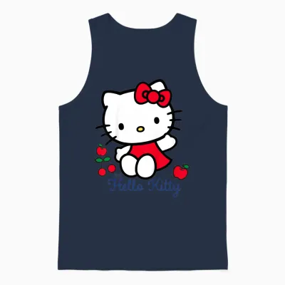 Hello Kitty Cherry Bow Sweet Cute Friends Xoxo Pose Classic Unisex Tank Top - Navy