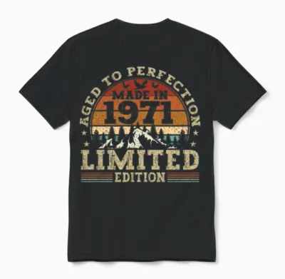 1971 Vintage Retro Birthday Unisex T-Shirt - Black