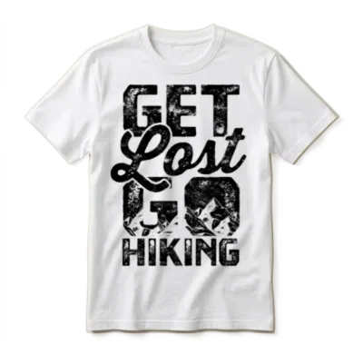 Get Lost, Go Hiking - Hiking Unisex T-Shirt - White