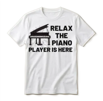 Piano Player Funny Piano Keyboard Piano Music Unisex T-Shirt - White