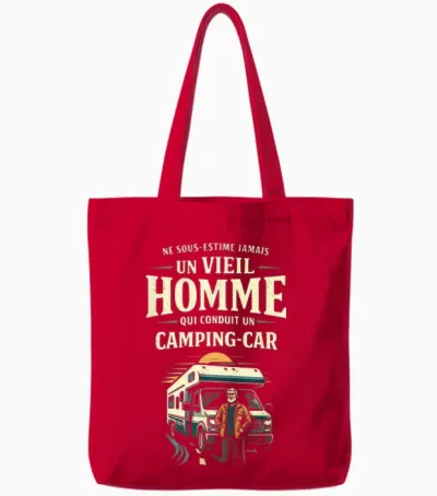 Old Man Motorhome Humor Gift Man Vintage Tote Bags - Red