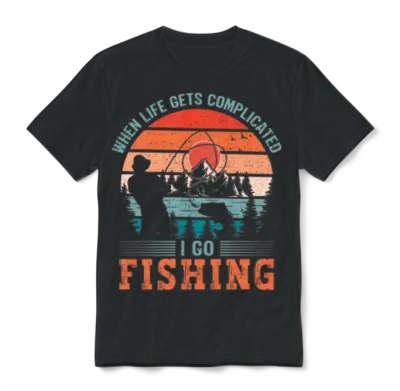 I Go Fishing Funny Fisher Fisherman Gift Unisex T-Shirt - Black