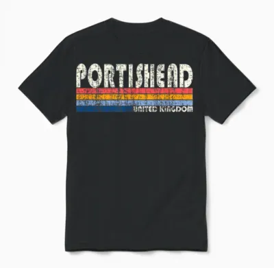 Retro Vintage 70er 80er Jahre Style Portishead, Großbritannien Unisex T-Shirt - Black