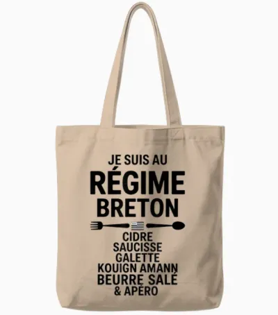 Diet Breton Humour Brittany Cider Sausage Galette Butter Tote Bags - Natural