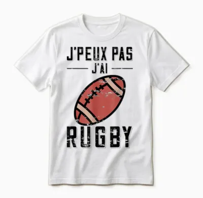 Gift Idea Rugby Player "j'peux Pas J'ai Rugby T-Shirt, Grey, S Unisex T-Shirt - White