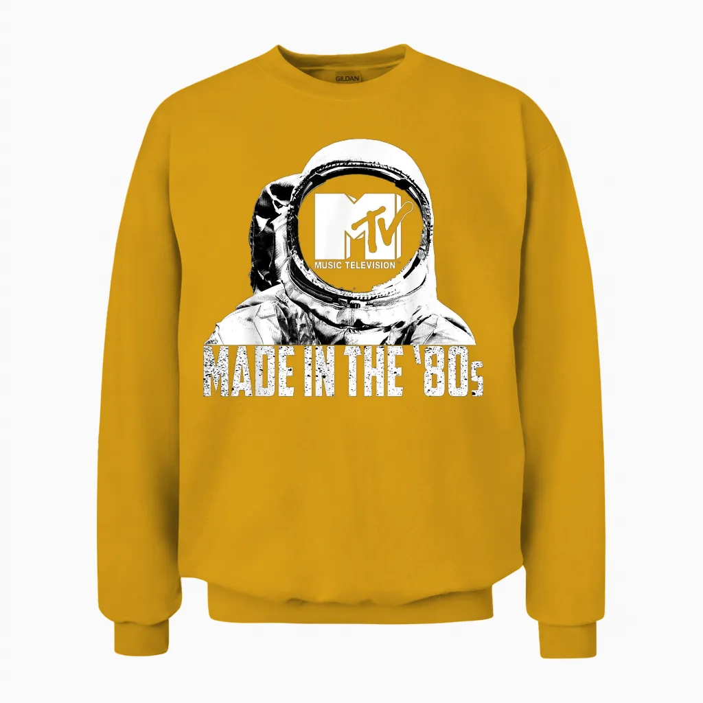 Mademark X Mtv - Mtv Astronaut in Space Made in the 80s Retro Mtv Logo Unisex Sweatshirt in Gold