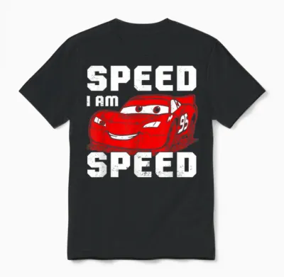 Disney Pixar Cars Lightning Mcqueen Speed I Am Speed Unisex T-Shirt - Black