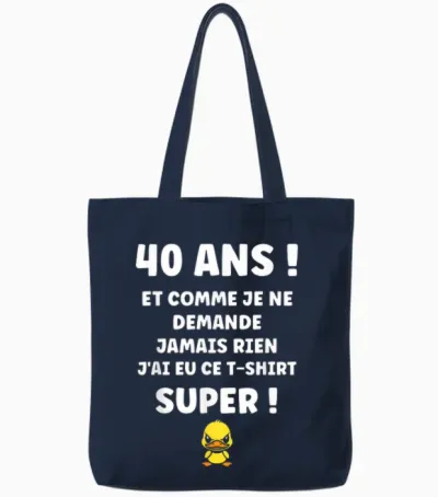 Draw Idea Funny 40 Years Funny Birthday 40 Years Tote Bags - Navy