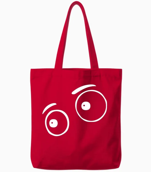 Cute Funny Eyes Tote Bags in Red