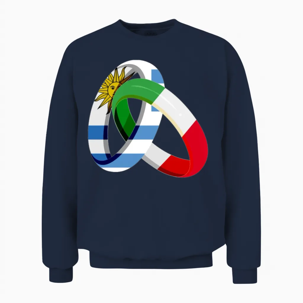Uruguay Flag Italy Grown Ring Marriage Wedding Unisex Sweatshirt in Navy