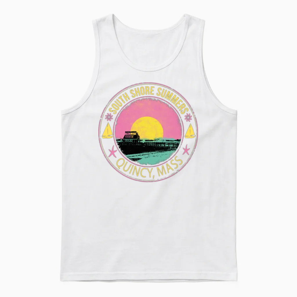 Retro South Shore Summers Summer & Beach Unisex Tank Top in White