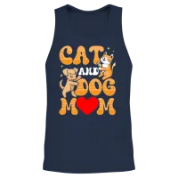 Cat and Dog Mom Dogs Cats Lover Unisex Tank Top - Navy – 2