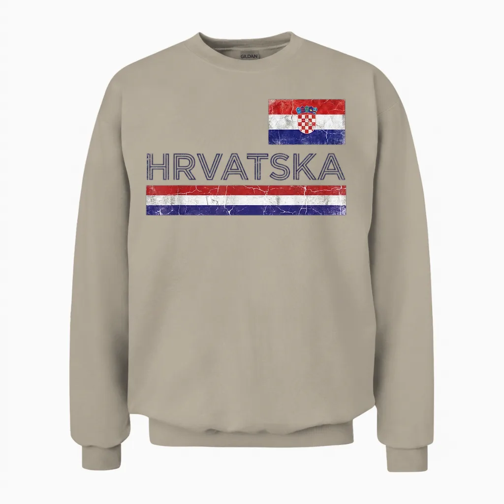 Croatie Tshirt Balkans Hommes Croate Zagreb Hrvatska Unisex Sweatshirt in Sand