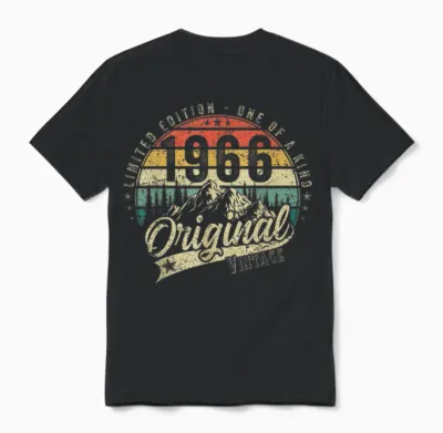 1966 Vintage Jahrgang Geburtstag Retro Herren Damen Geschenk Unisex T-Shirt - Black
