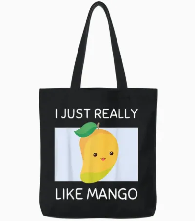 Niedlicher Kawaii-Mango-Liebhaber Mit Aufschrift "i Just Really Like Mango" Tote Bags - Black